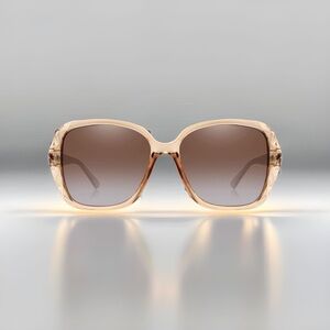 Brown & Gold Oversized Square Sunglasses Polarized Tinted w Crystal Frames Nwt